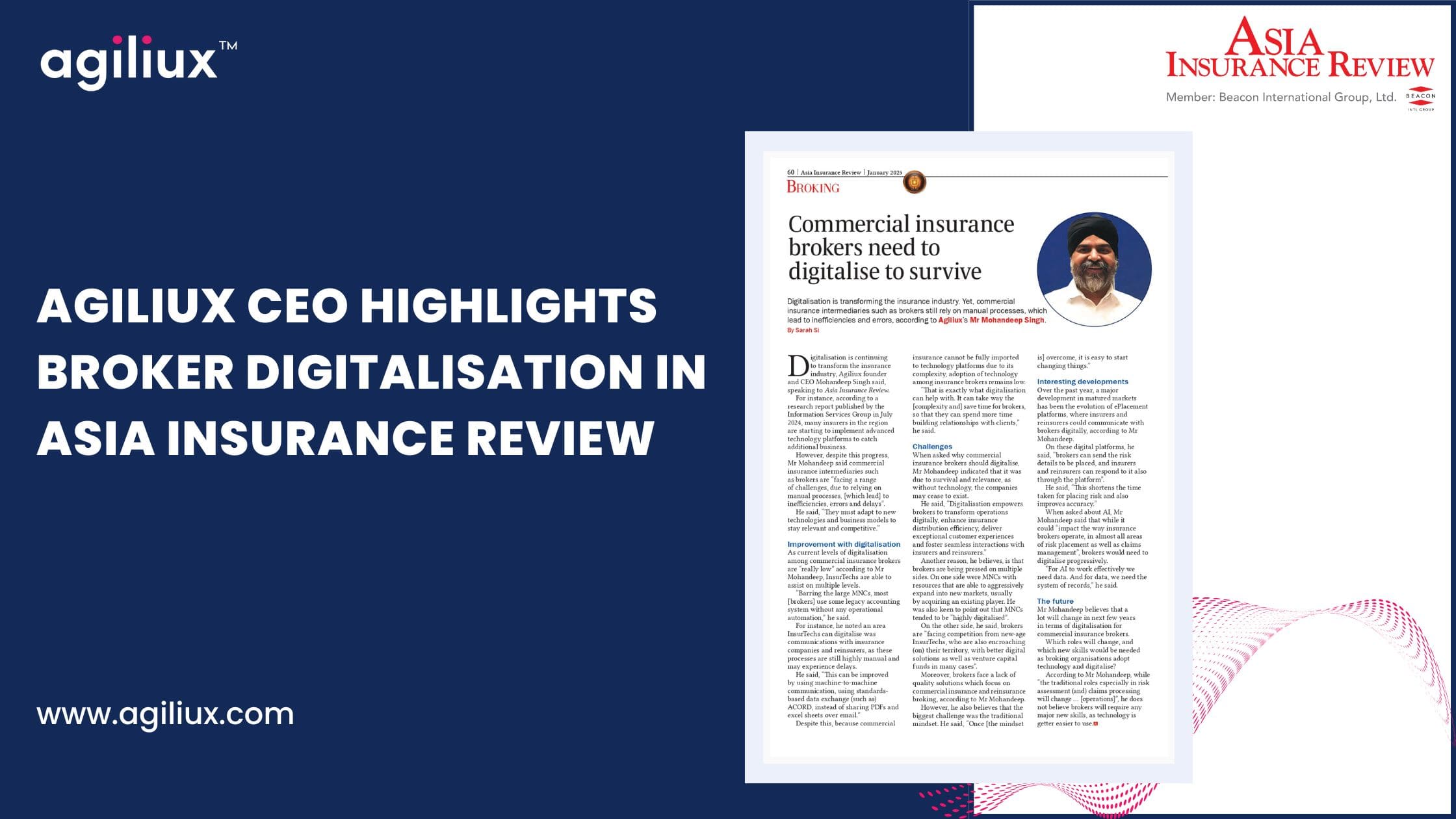 Agiliux CEO Highlights Broker Digitalisation in Asia Insurance Review
